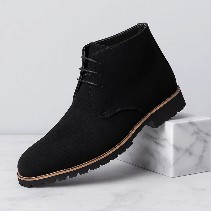 Men's Suede Chukka Boots – Cushioned Grip-Sole Boots – Blue