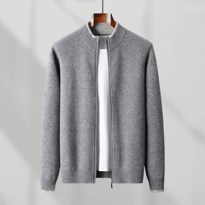 Men's Cashmere Zip Cardigan – Ashford Fine Knit Layer – view 4