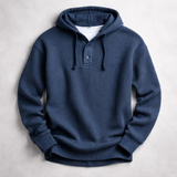 Men's Waffle-Knit Henley Hoodie – Textured Cotton Hooded Top