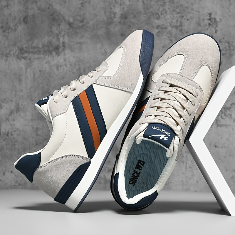Men's Leather Suede Trainers – Retro Court Style Casual Shoes – view 3