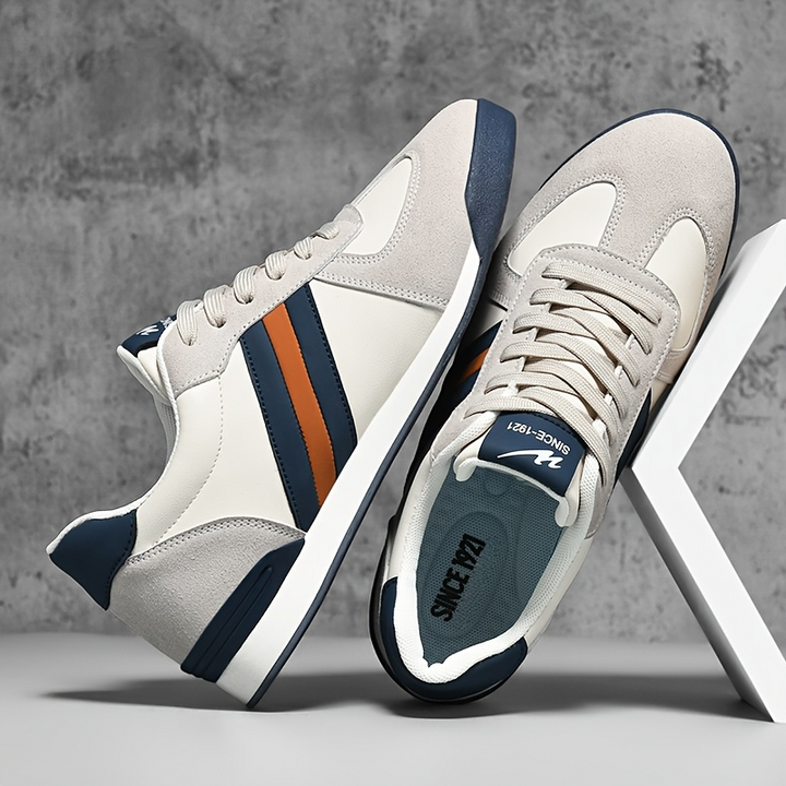 Men's Leather Suede Trainers – Retro Court Style Casual Shoes – view 3
