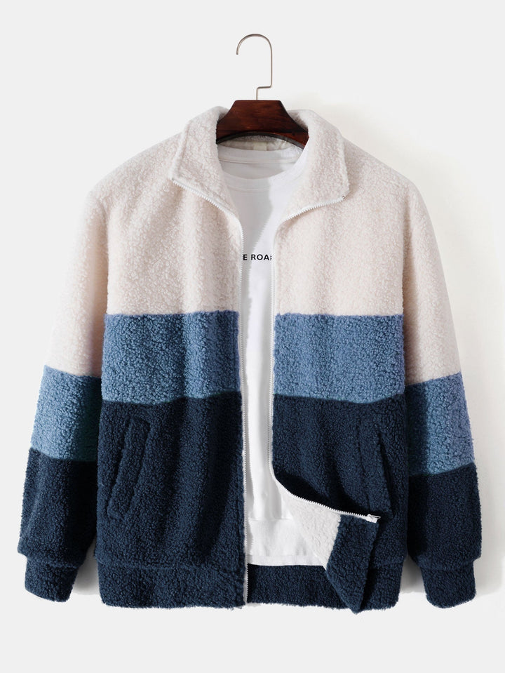 Men's Fleece Jacket – Tri-Tone Panelled Outdoor Warm Layer – view 3