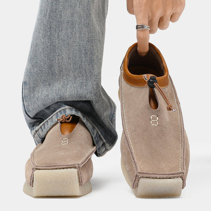 Men's Suede Moccasins – Square-Toe Crepe Sole Loafers