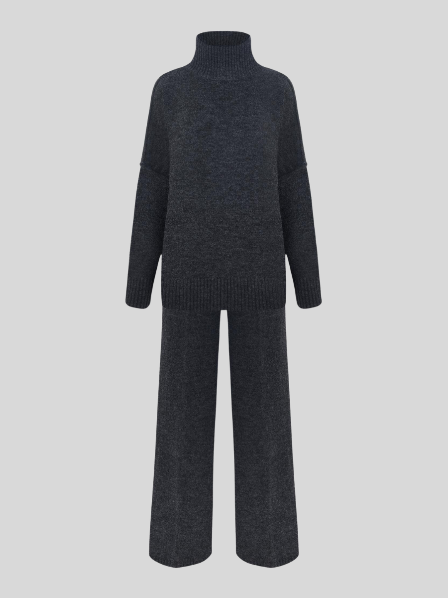 Women's Knit Co-ord Set – Roll Neck Jumper & Wide-Leg Trousers – view 7