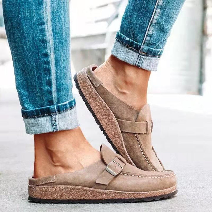 Women's Suede Orthopaedic Loafers – Cushioned Buckle Comfort