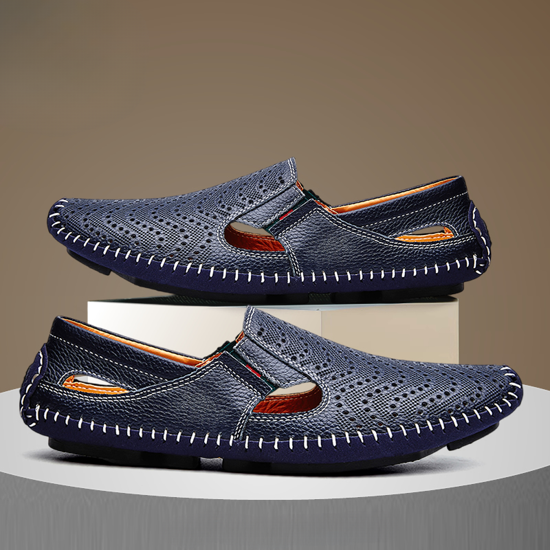 Men's Perforated Leather Driving Sandals – Breathable Summer Pair – view 2