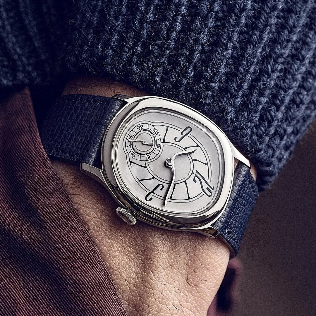Men's Automatic Watch – Art Deco Spiral Dial Leather Strap – view 2