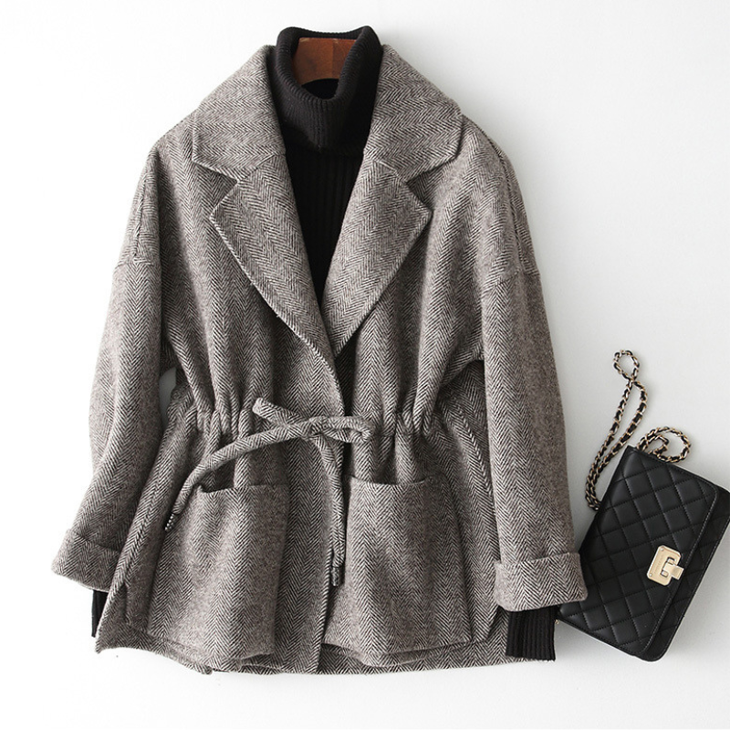 Women's Wool Knit Cardigan – Shawl Collar & Tie Waist – view 3