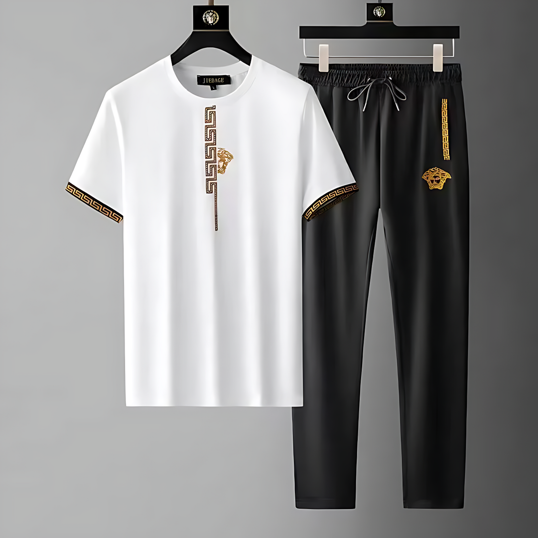 Men's Cotton-Blend Tracksuit Set – Two-Piece Co-ord Loungewear – White