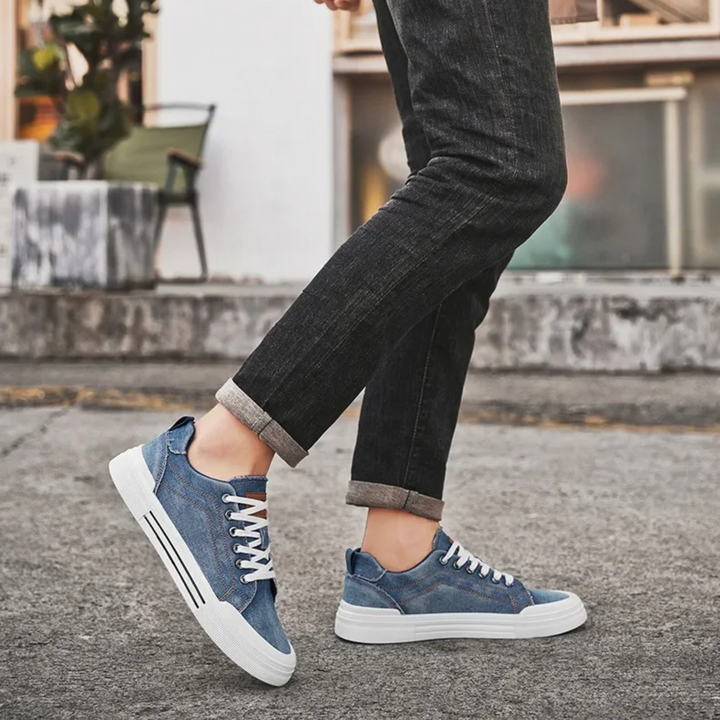Men's Denim Trainers – Casual Low-Top Sneakers with Grip Sole – view 7