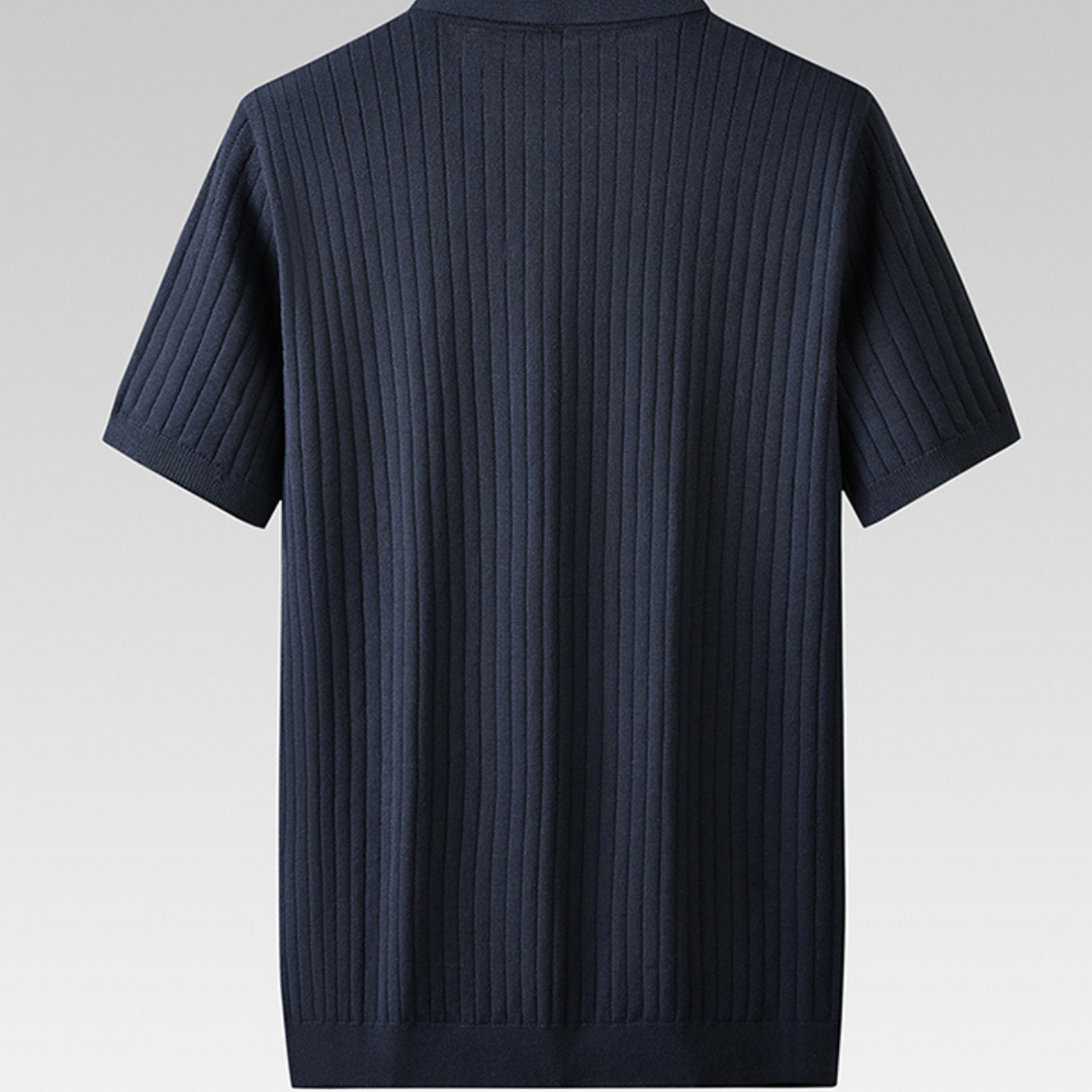Men's Knitted Polo Shirt – Breathable Ribbed Summer Knit