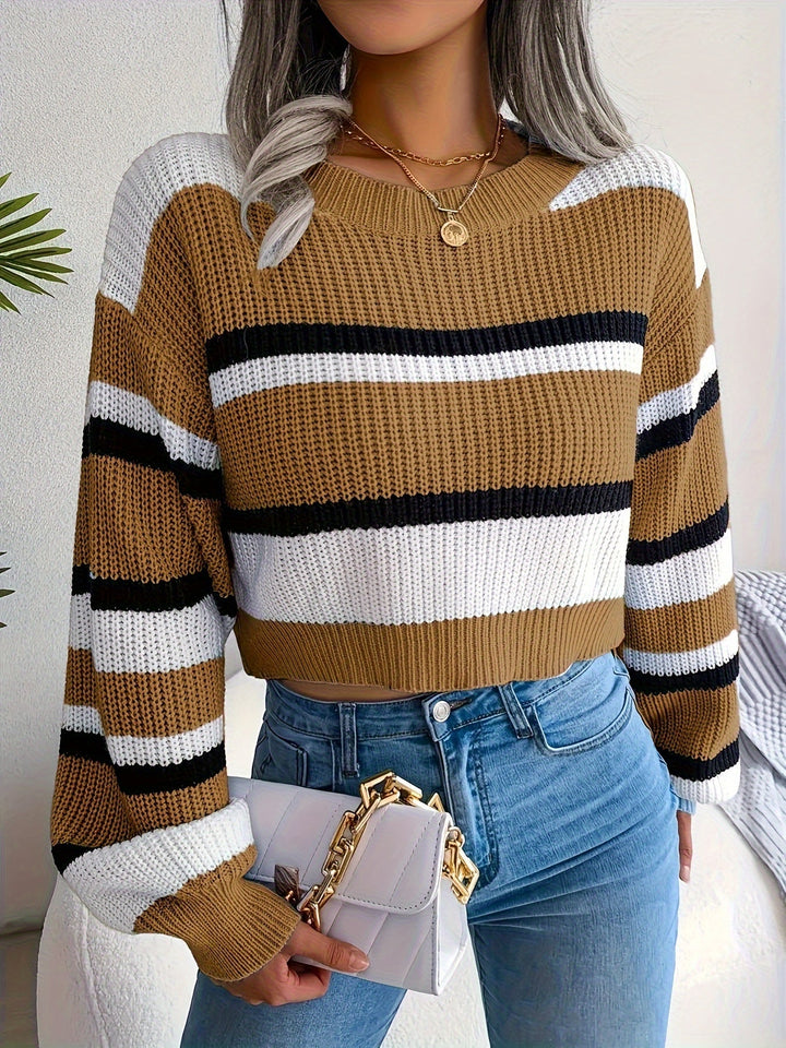 Women's Cropped Knit Jumper – Soft Ribbed Spring Layer – view 8