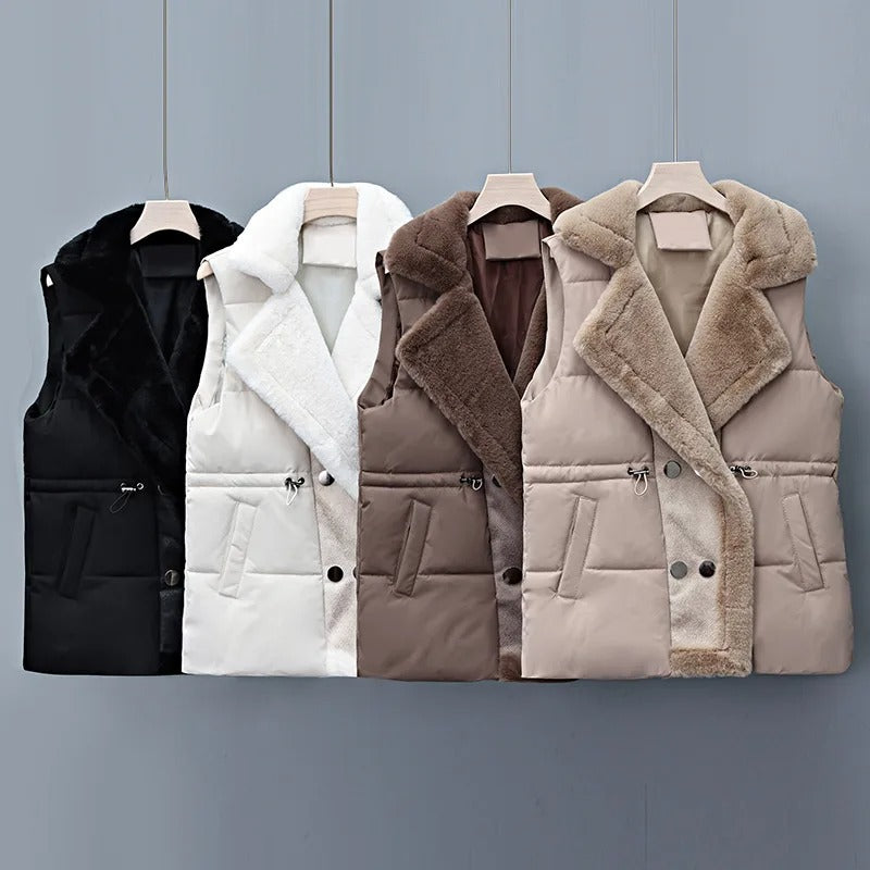Women's Padded Gilet with Faux Fur Collar – Warm Layering Vest