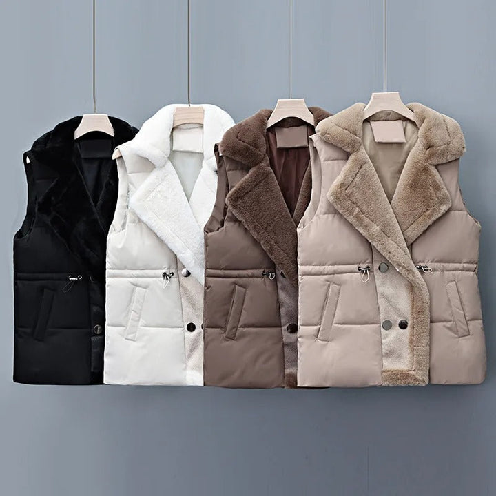 Women's Padded Gilet with Faux Fur Collar – Warm Layering Vest