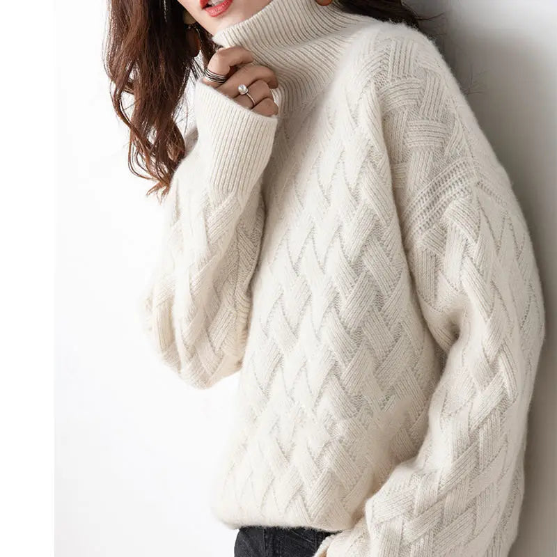 Women's Cashmere Blend Turtleneck Jumper – Ribbed Knit – view 4
