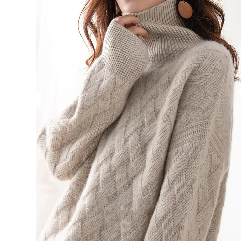 Women's Cashmere Blend Turtleneck Jumper – Ribbed Knit – view 2