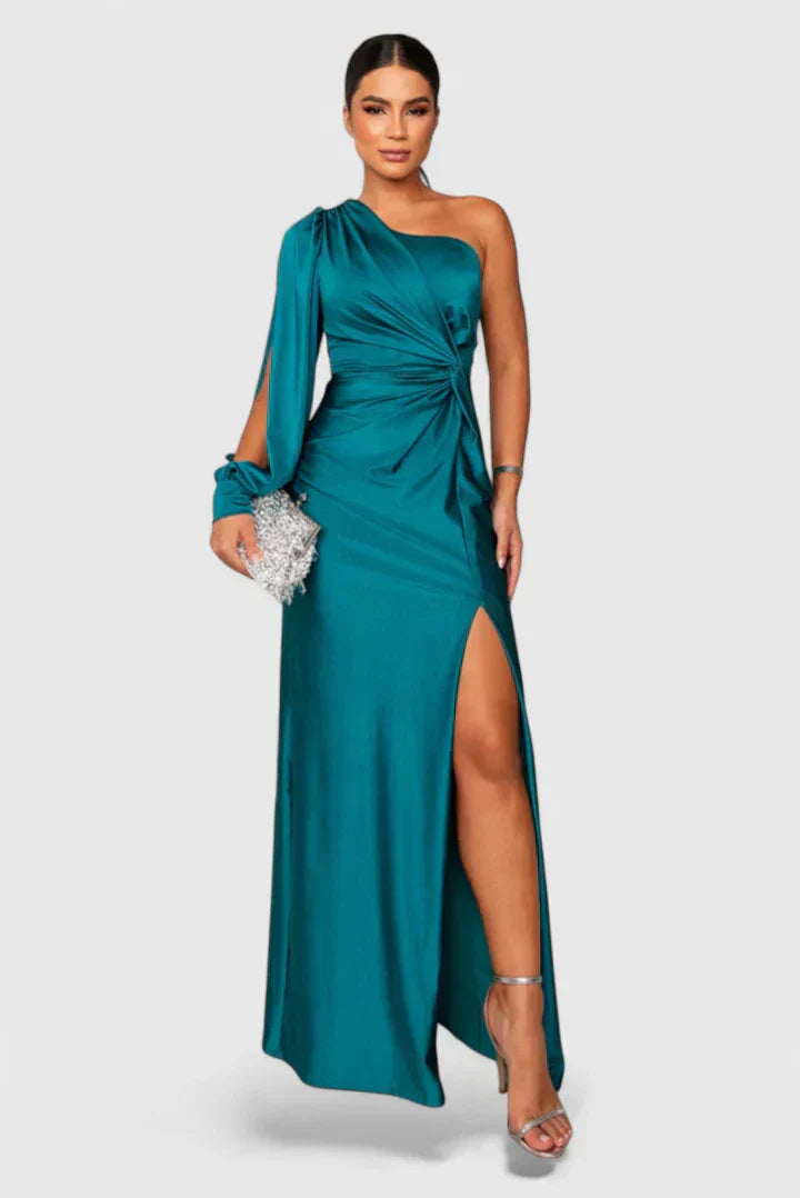 Women's One-Shoulder Maxi Dress - Elegant Party Styling