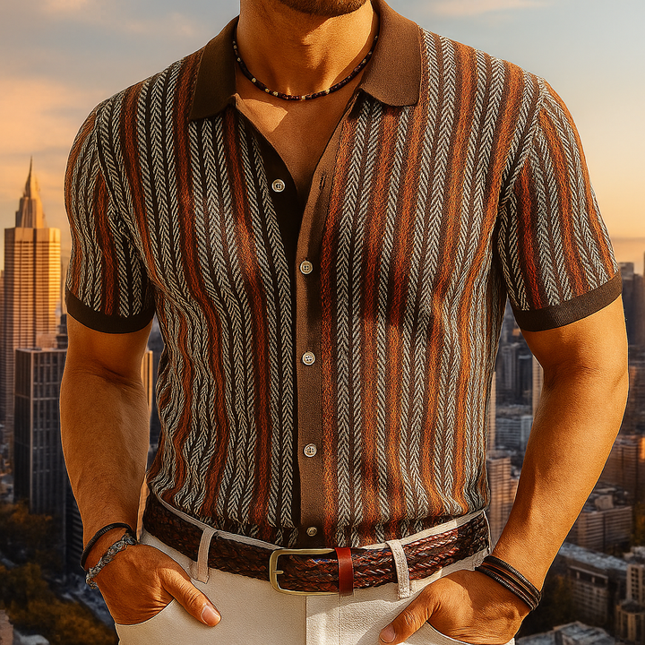 Men's Organic Cotton Knitted Shirt – Textured Button-Through – view 8