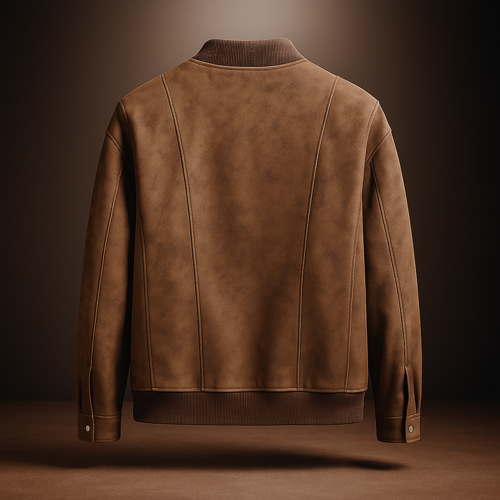 Men's Vegan Suede Bomber Jacket – Lined Smart-Casual Layer – view 2
