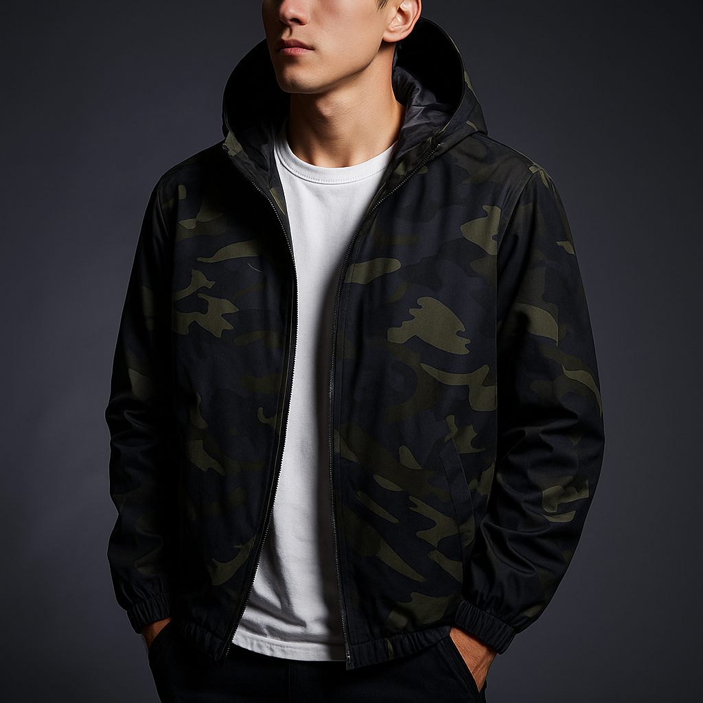 Men's Camo Windbreaker Jacket – Lightweight Water-Resistant Shell – view 4