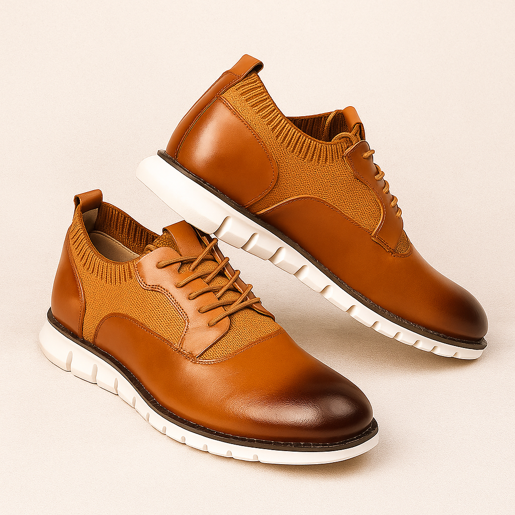 Men's Leather Knit Oxford Trainers – Smart Casual Hybrid Shoes – view 8