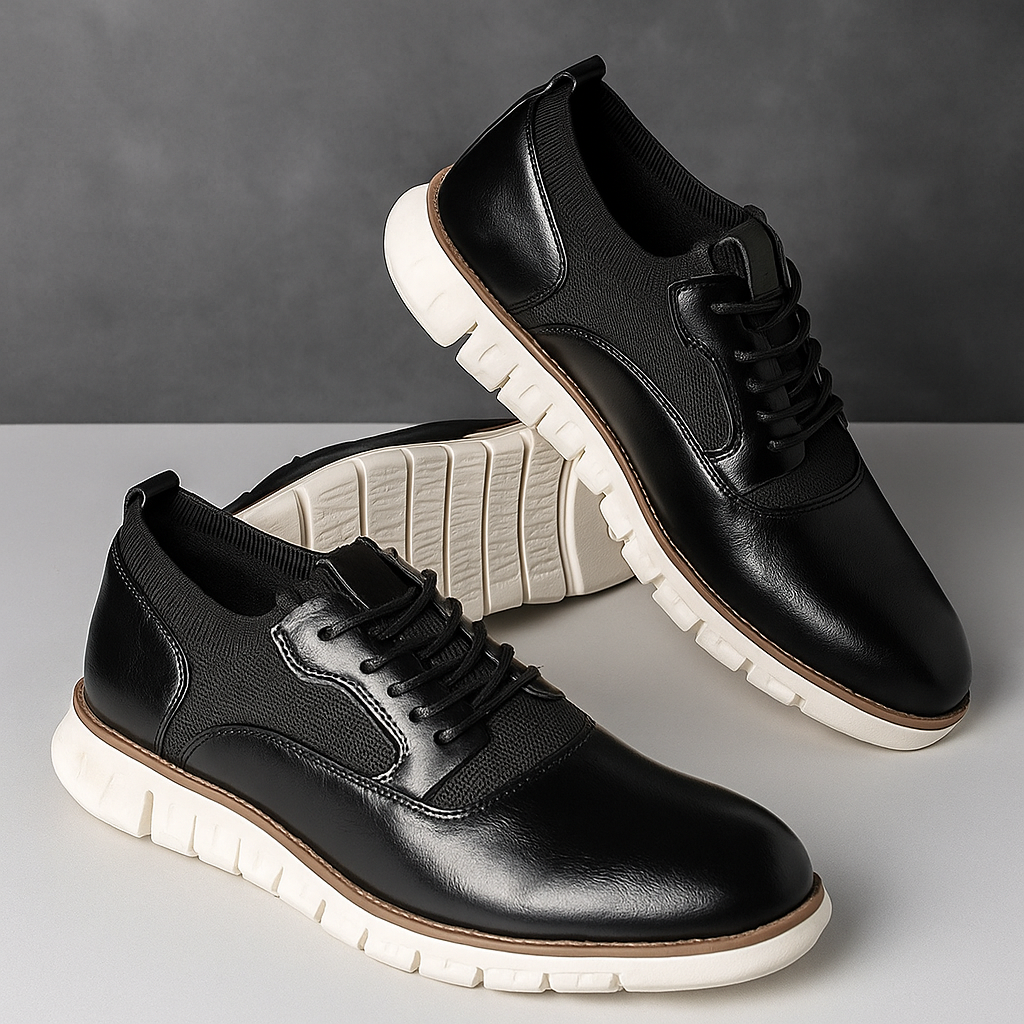 Men's Leather Knit Oxford Trainers – Smart Casual Hybrid Shoes – view 9