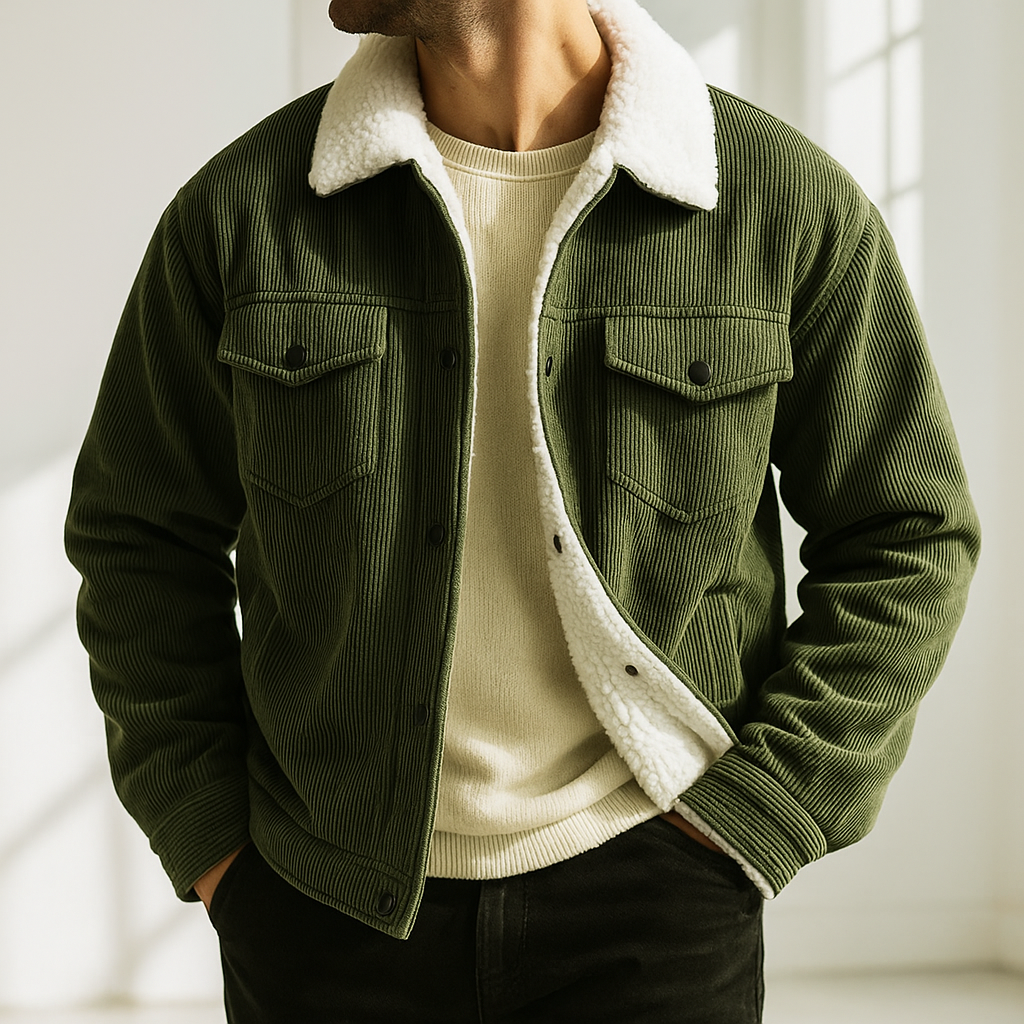 Men's Corduroy Jacket – Sherpa-Lined Warm Transitional Layer – view 4