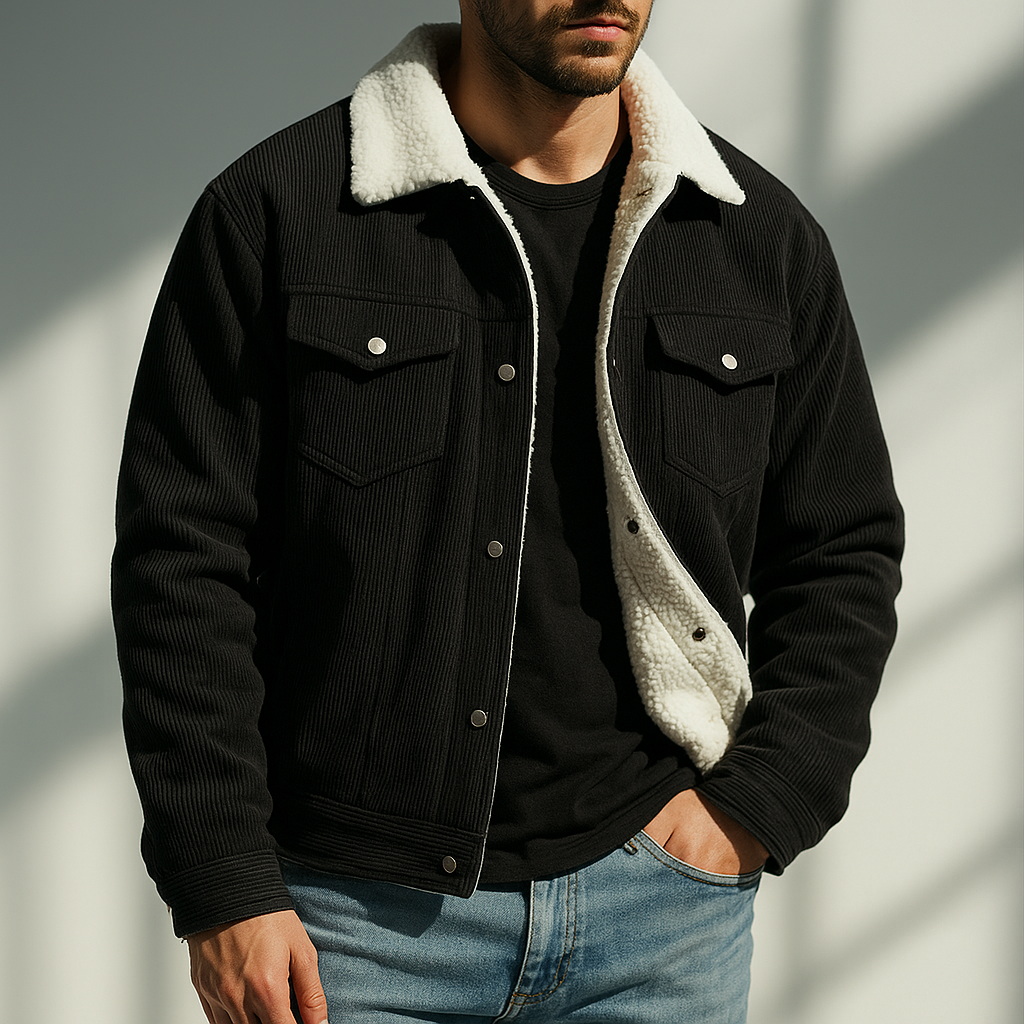 Men's Corduroy Jacket – Sherpa-Lined Warm Transitional Layer – view 6