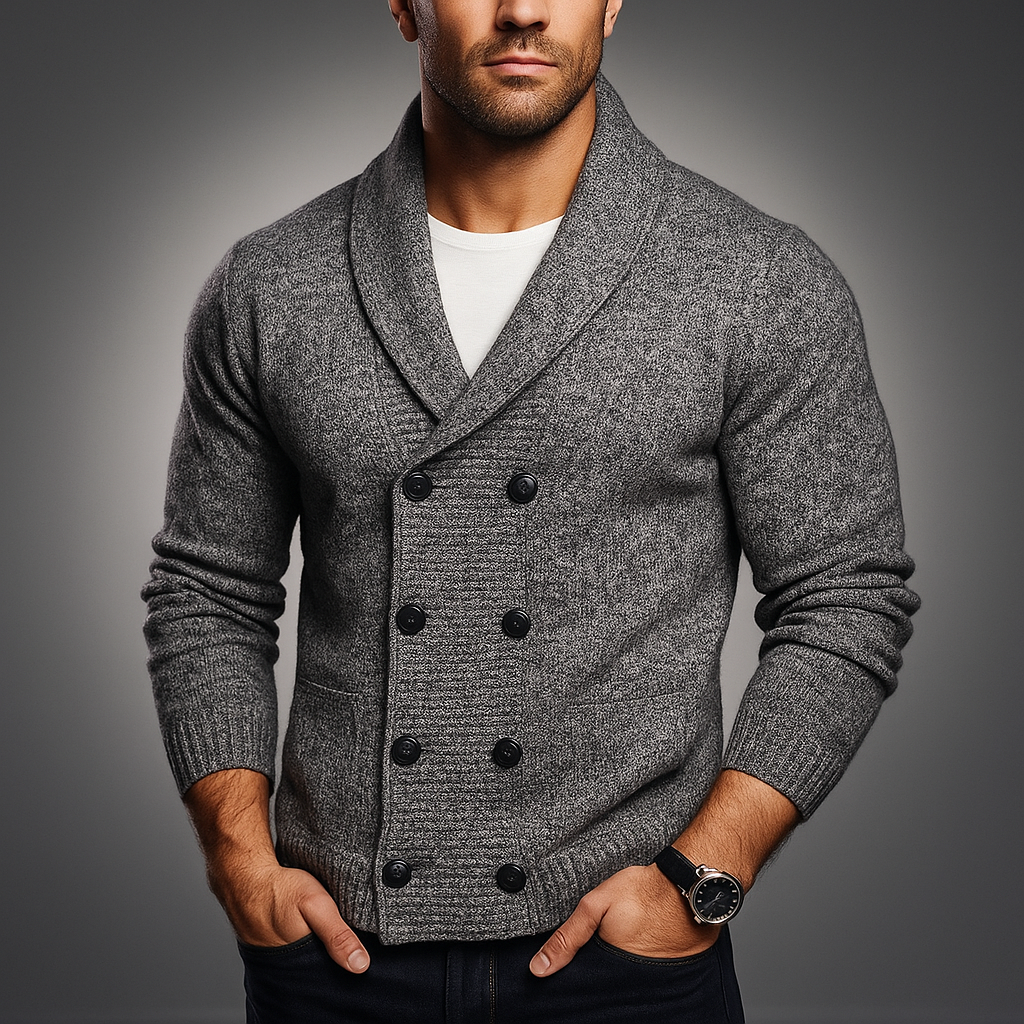 Men's Double-Breasted Shawl Collar Cardigan – Smart Layering