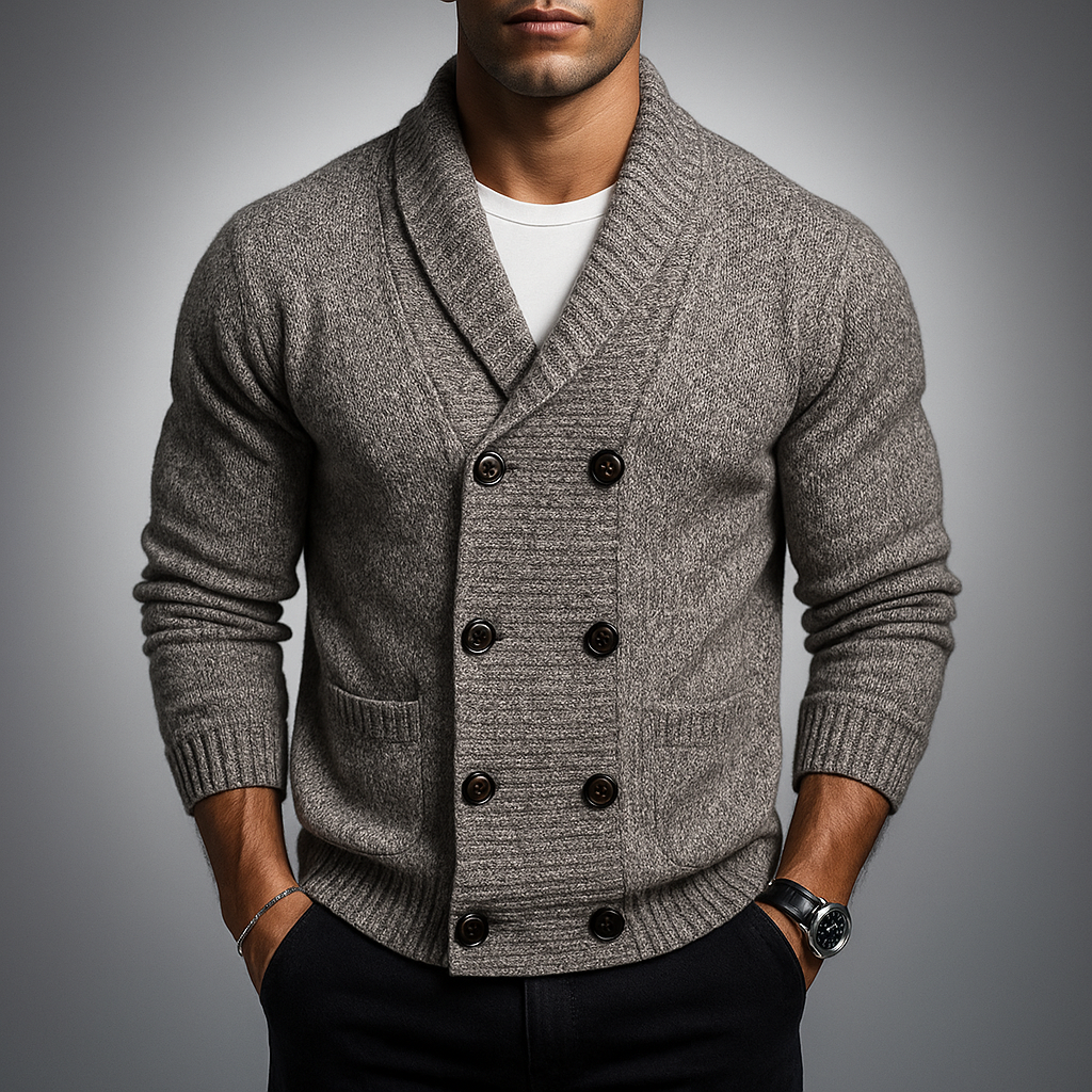 Men's Double-Breasted Shawl Collar Cardigan – Smart Layering – view 6