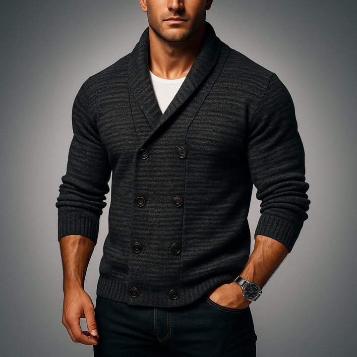 Men's Double-Breasted Shawl Collar Cardigan – Smart Layering – view 4