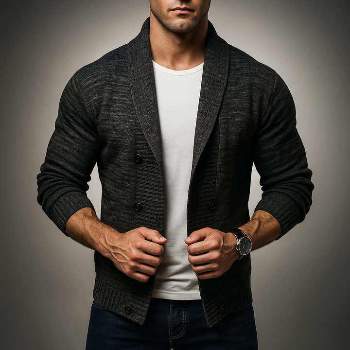 Men's Double-Breasted Shawl Collar Cardigan – Smart Layering – view 7