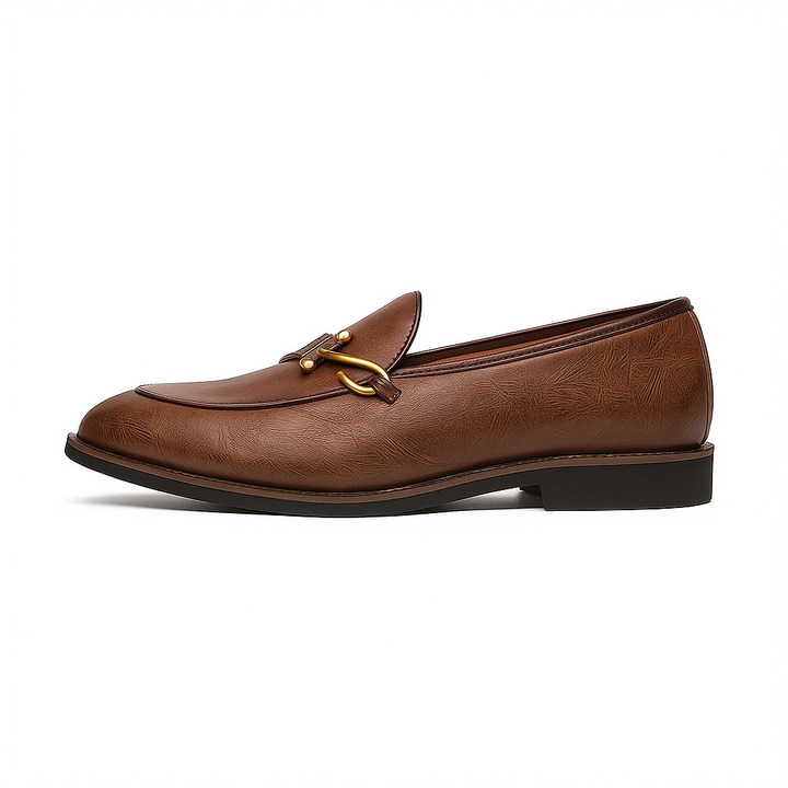 Men's Grain Leather Buckle Loafers – Smart Slip-On Monk Shoes – view 5