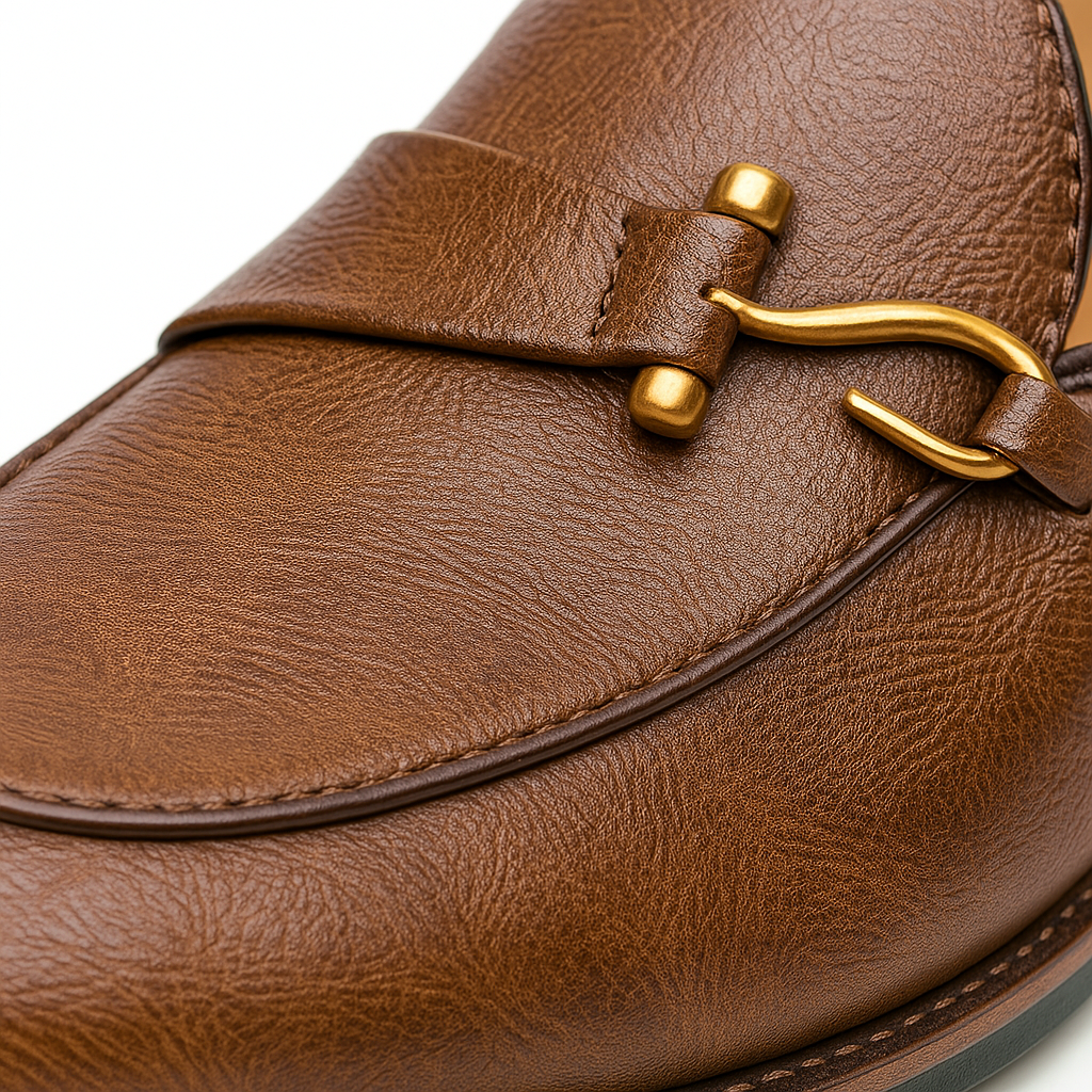 Men's Grain Leather Buckle Loafers – Smart Slip-On Monk Shoes – view 4