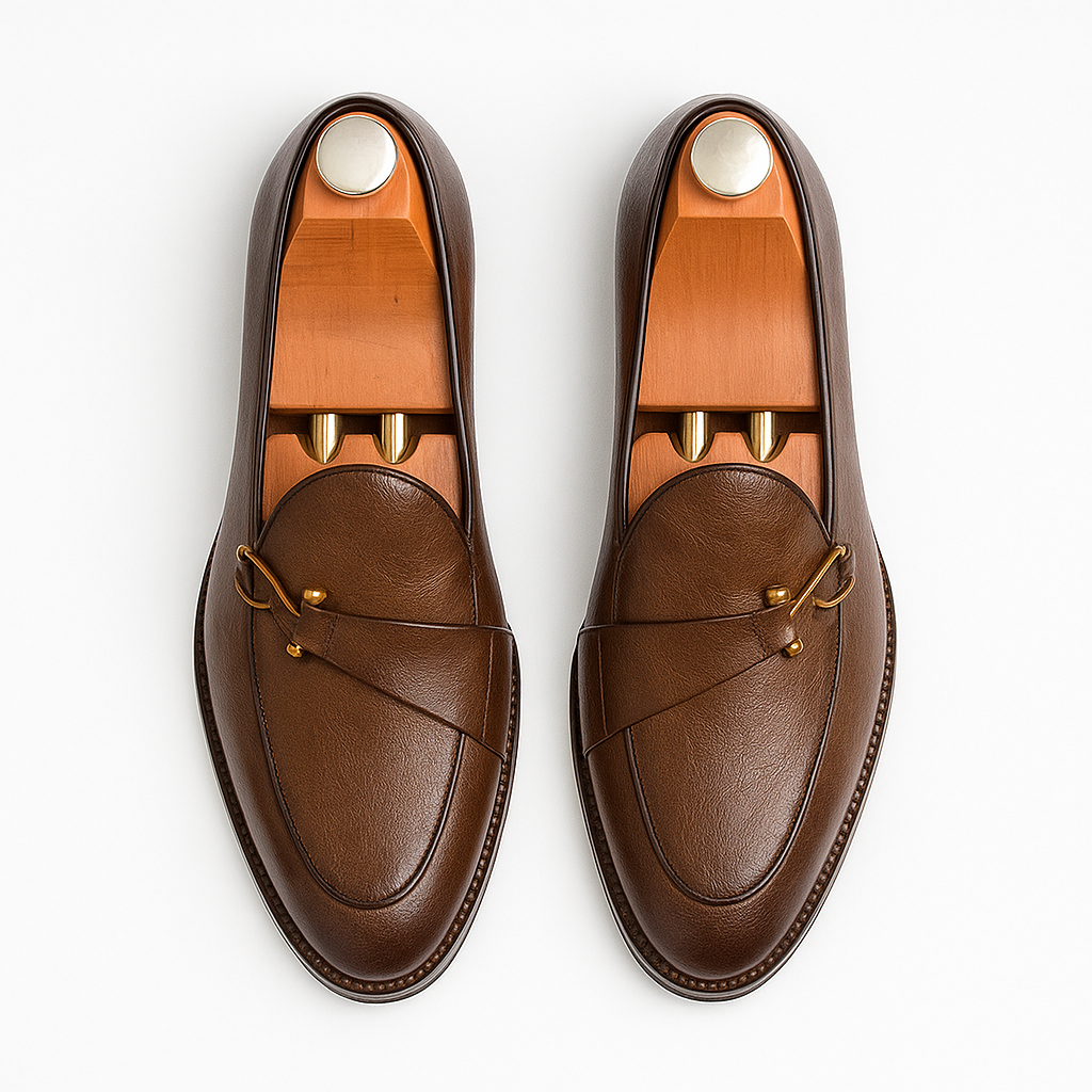Men's Grain Leather Buckle Loafers – Smart Slip-On Monk Shoes – view 6