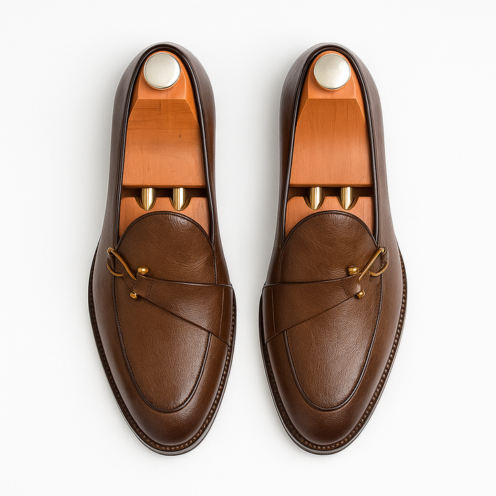 Men's Grain Leather Buckle Loafers – Smart Slip-On Monk Shoes – view 6