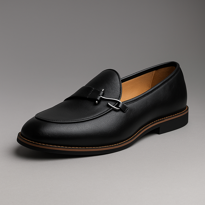 Men's Grain Leather Buckle Loafers – Smart Slip-On Monk Shoes – view 3