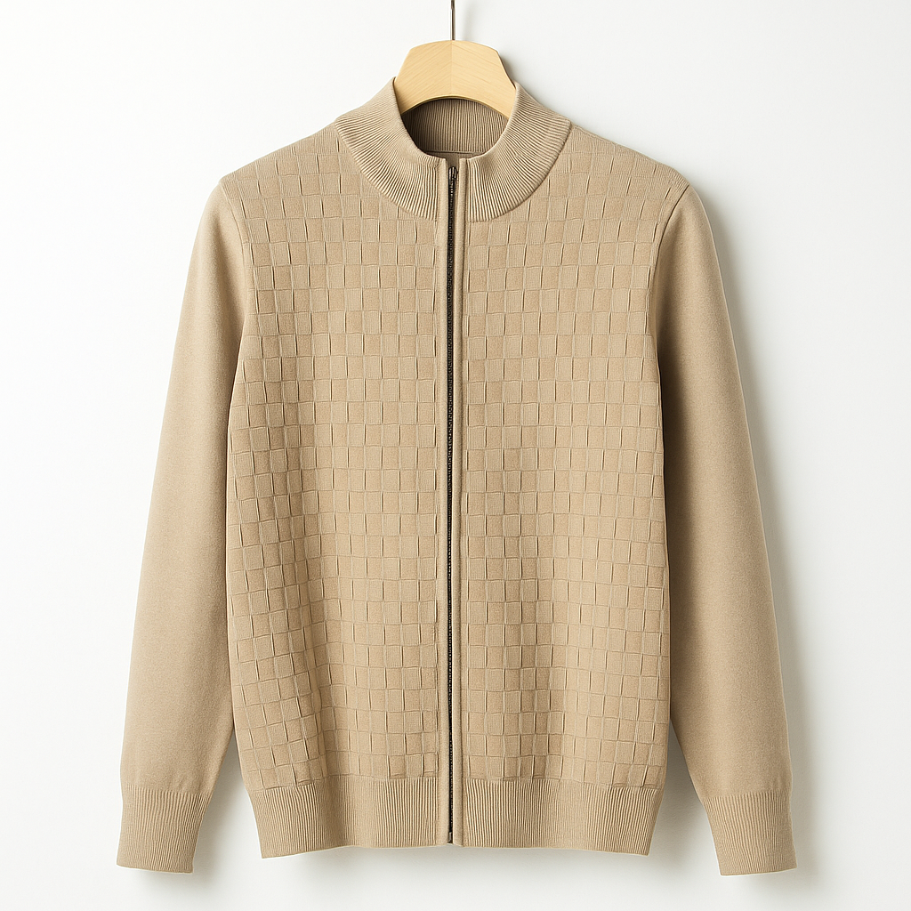 Men's Basketweave Zip Cardigan – Stand-Collar Knit Jacket – view 5