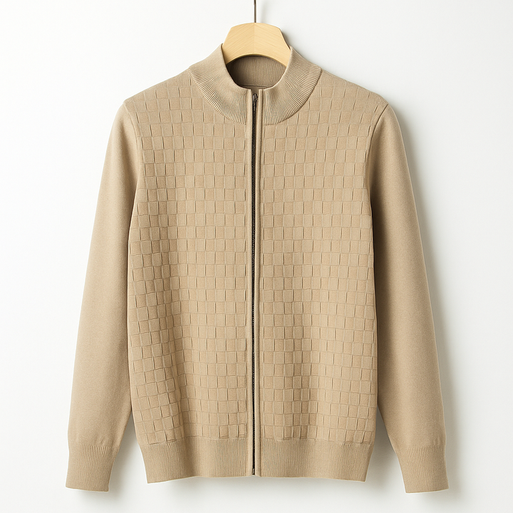 Men's Basketweave Zip Cardigan – Stand-Collar Knit Jacket – view 5