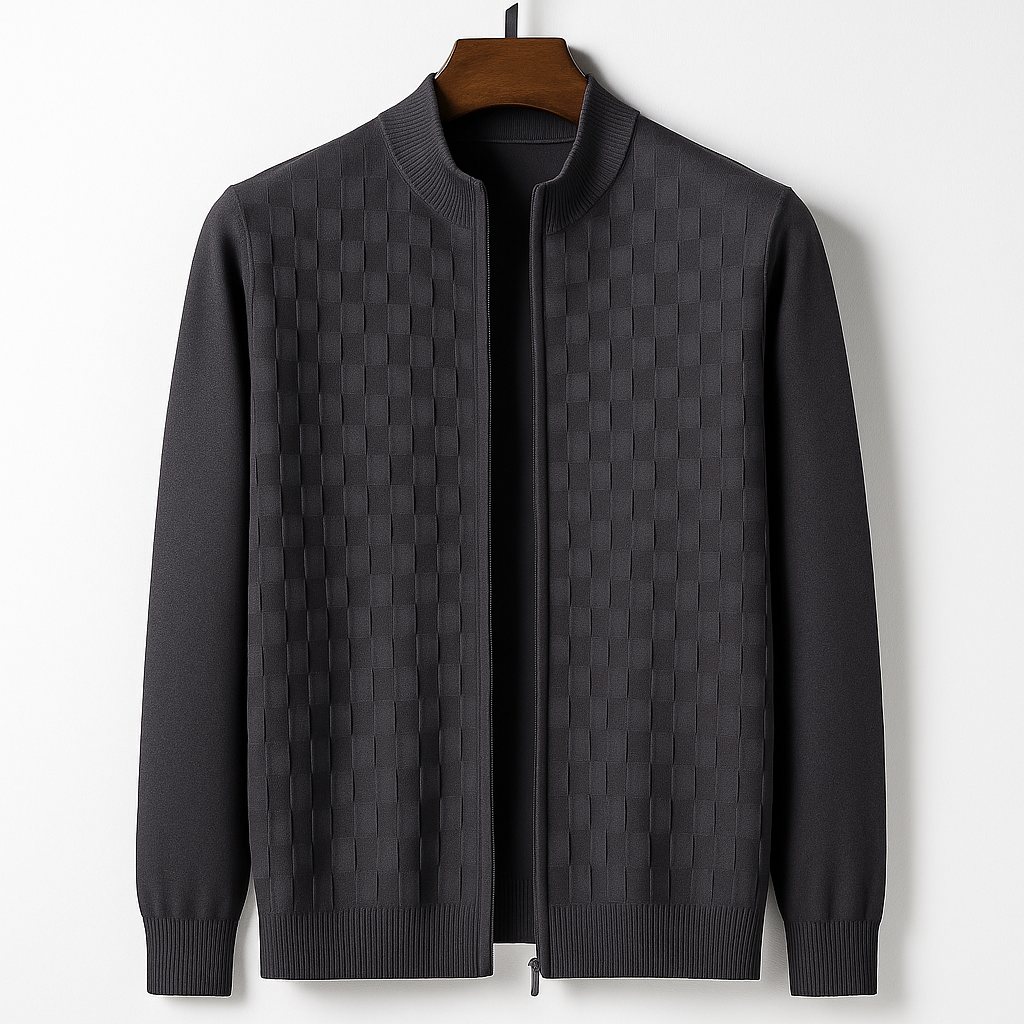 Men's Basketweave Zip Cardigan – Stand-Collar Knit Jacket – view 6