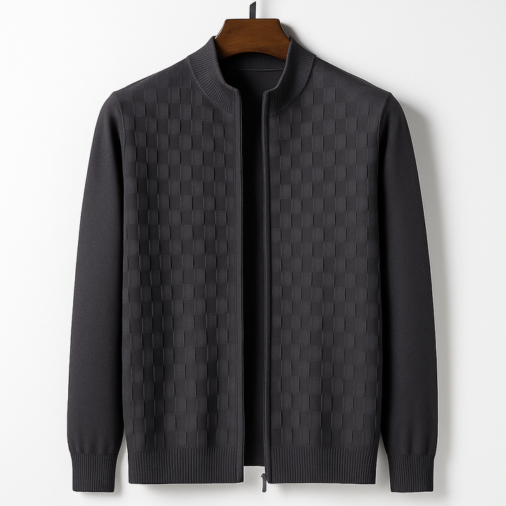 Men's Basketweave Zip Cardigan – Stand-Collar Knit Jacket – view 6