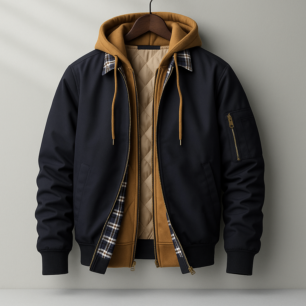 Men's Quilted Hooded Jacket – Water-Resistant Layering Coat – view 3