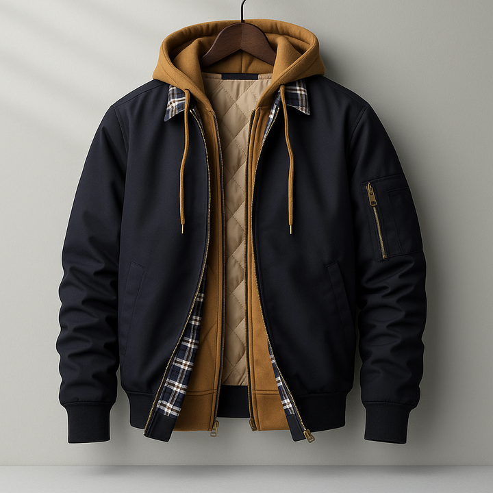 Men's Quilted Hooded Jacket – Water-Resistant Layering Coat – view 3