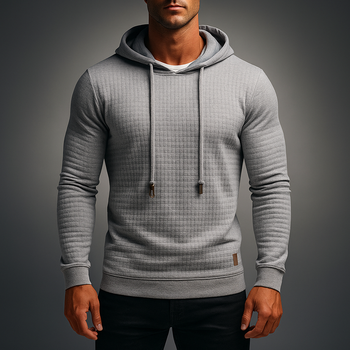 Men's Waffle-Knit Hoodie – Textured Cotton Hooded Top – view 3