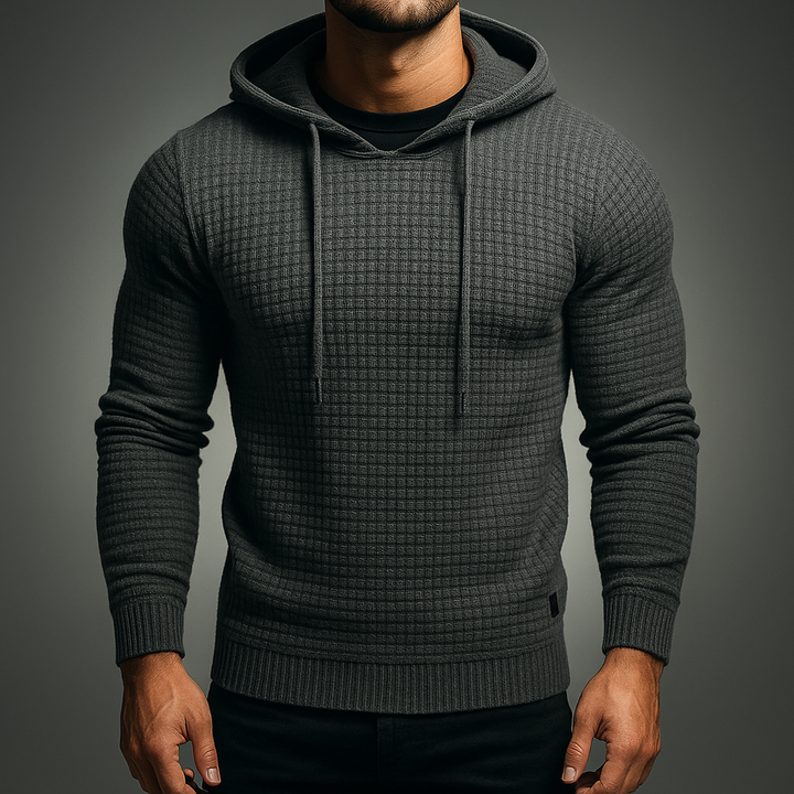 Men's Waffle-Knit Hoodie – Textured Cotton Hooded Top – view 6