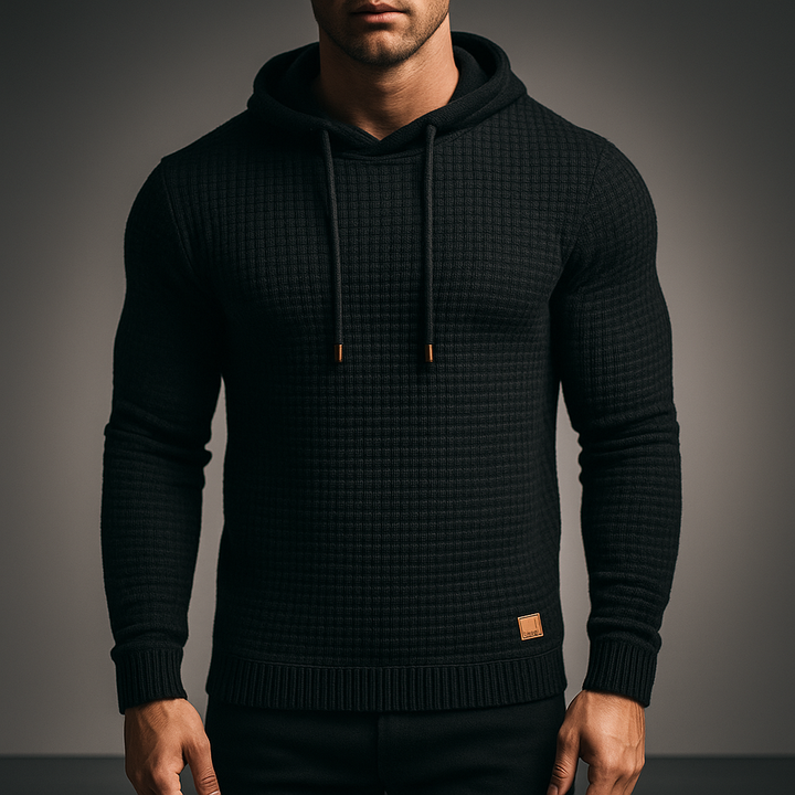Men's Waffle-Knit Hoodie – Textured Cotton Hooded Top – view 5