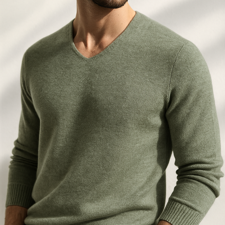 Men's Cashmere-Blend V-Neck Jumper – Layering Knitwear – view 2