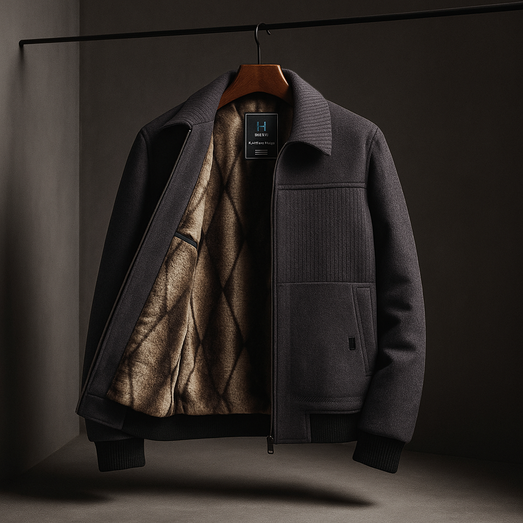 Men's Fleece-Lined Jacket – Warm Casual Outdoor Layer – Grey