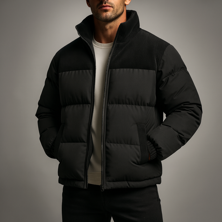 Men's Quilted Corduroy Panel Jacket – Insulated Casual Coat – view 2