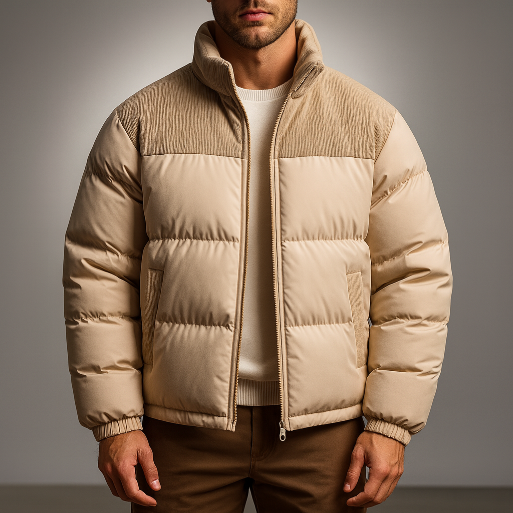 Men's Quilted Corduroy Panel Jacket – Insulated Casual Coat – view 4